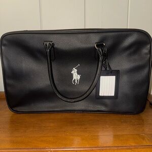Polo by Ralph Lauren Black Leather Men's Overnight Bag